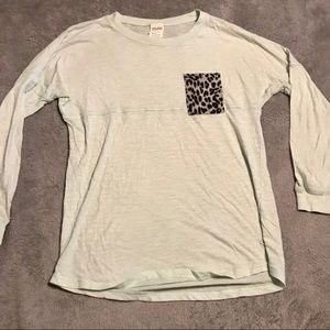 PINK Mint and leopard pocket longsleeved shirt